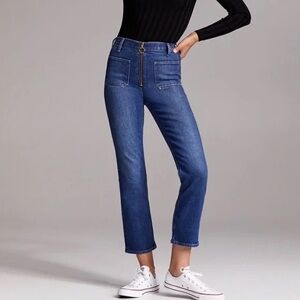 Denim Forum The Just Peachy Straight Zip Front Boot Cut Jeans Size 30